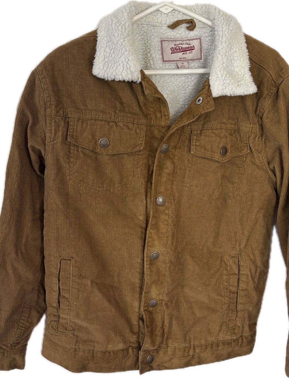 Brooklyn Cloth Workwear Mens Medium Tan Corduroy Sherpa Lined Trucker Jacket